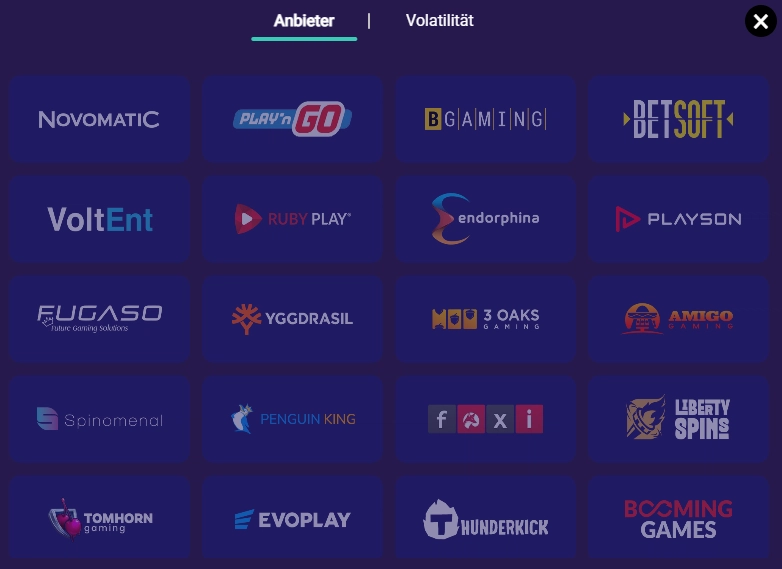SpinPlatinum Spieleanbieter mit verschiedenen Casino-Studios